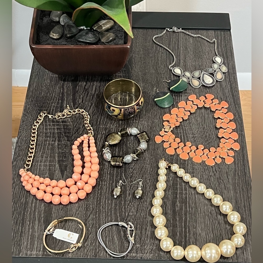 Beads statement necklaces earrings bracelets costume jewelry bundle